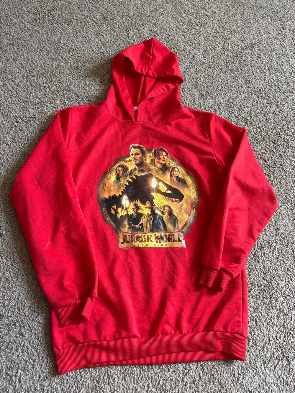 #280 Jurassic World Red Graphic Hoodie Sweatshirt - Kids
